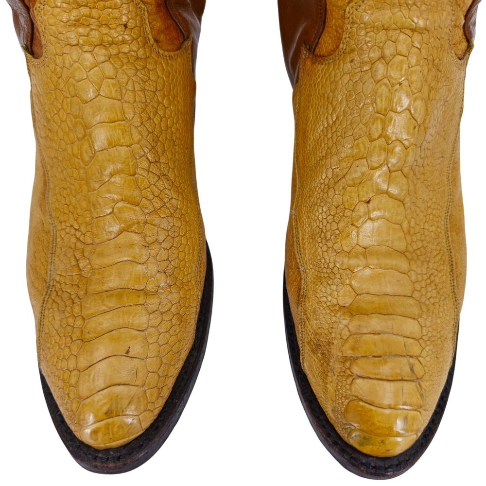 Vintage Unique Exotic Ostrich Tony Lama Mens 7D Brown Cowboy Western Boots CBC - Picture 9 of 16